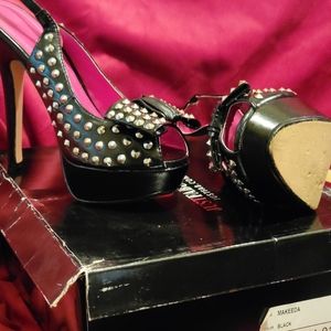 Vintage Slingback Peeptoe Studded Heels